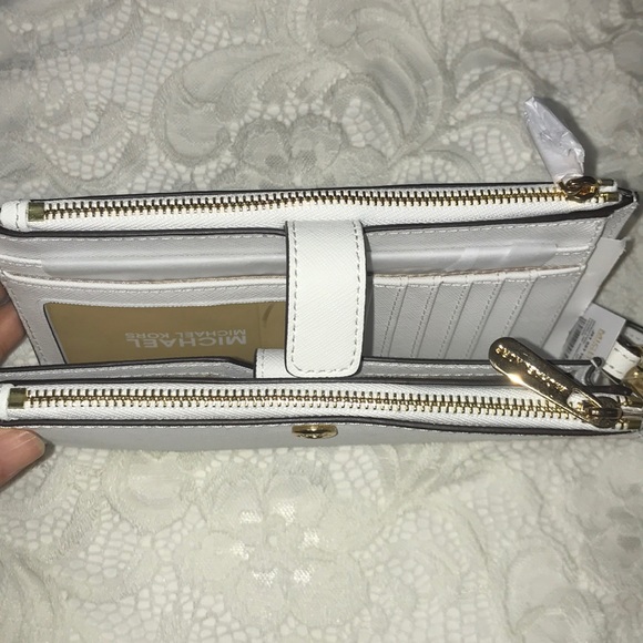 Michael kors double zip wristlet leather wallet